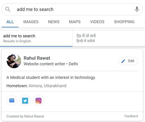 How to Add Me to Search India ?